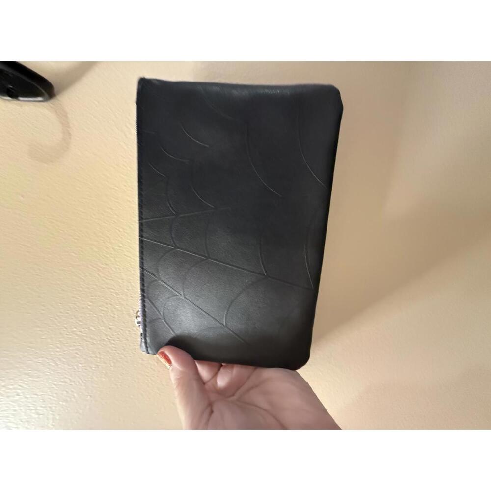 IPSY Black Makeup Bag with Spider Web Design and Spider Charm Zipper